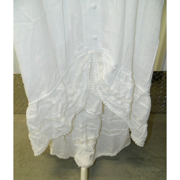 INC Womens White Gauze Dress XL With Lace Trimmed Hem & Button Details See Video - Picture 5 of 16